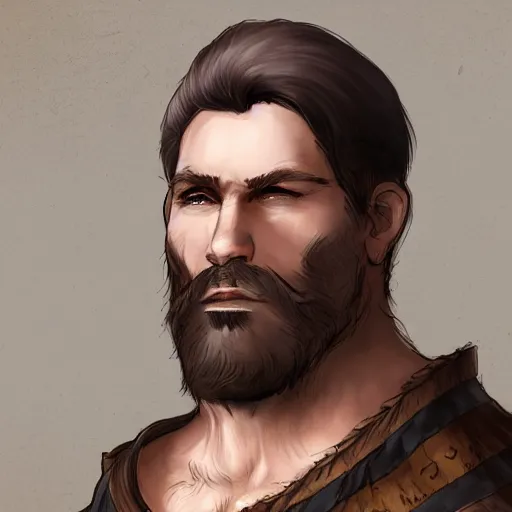 Prompt: 5 0 years old man, tall, stocky : : fantasy : : brown hair, sympathetic, short brown beard : : noble medieval clothing : : high detail, digital art, rpg, concept art, illustration