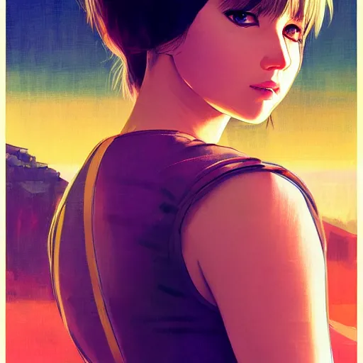 Image similar to jennifer lawrence portrait as manga girl, realistic shaded perfect face, fine details. anime. realistic shaded lighting poster by ilya kuvshinov katsuhiro otomo ghost - in - the - shell, magali villeneuve, artgerm, jeremy lipkin and michael garmash and rob rey