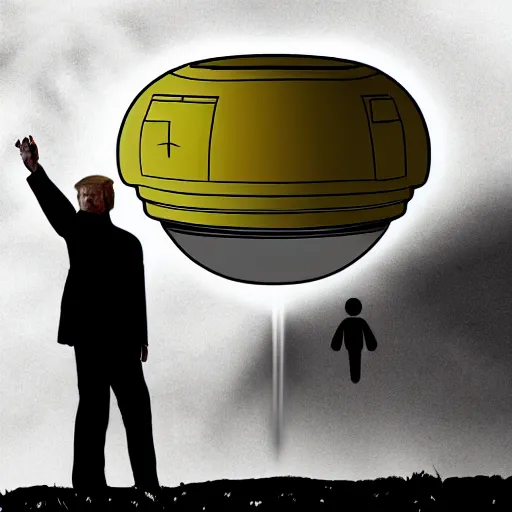 Image similar to a ufo abducting donald trump