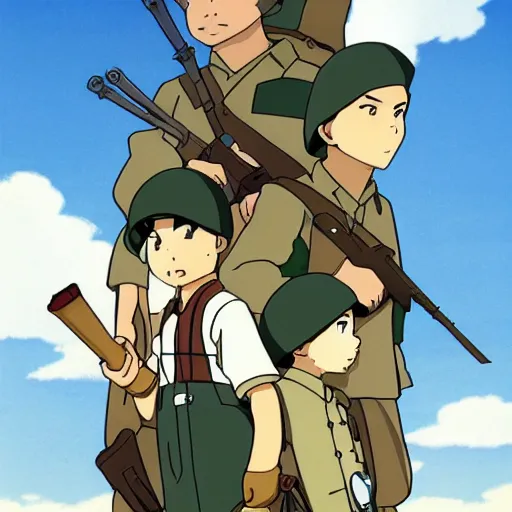 Image similar to world war 2 by studio ghibli