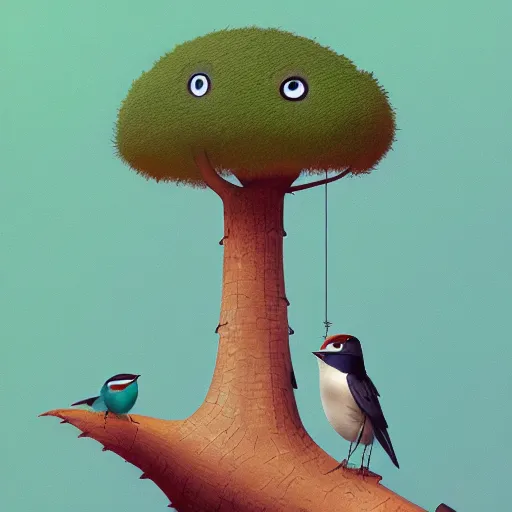 Image similar to photography, hirundo rustica in a forest tree, illustration by goro fujita, sharp focus, highly detailed, artstation