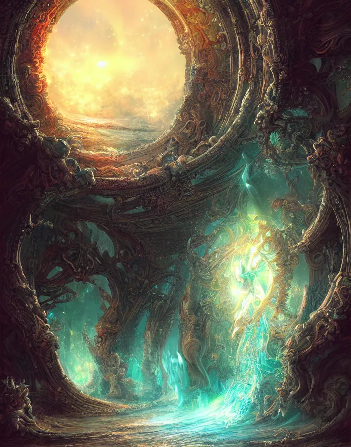 Image similar to the gate to the eternal kingdom of serendipity, fantasy, digital art, hd, detailed.