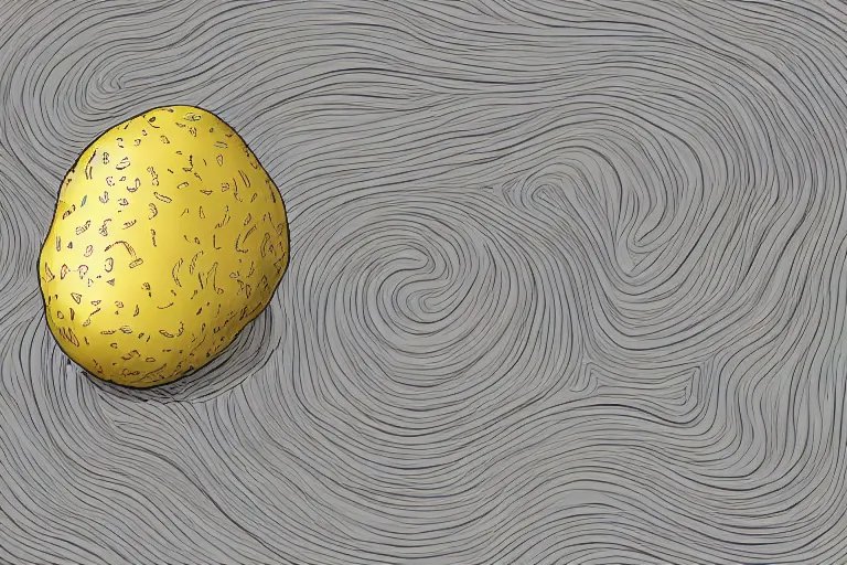 Image similar to a chaotic potato, digital art, high quality