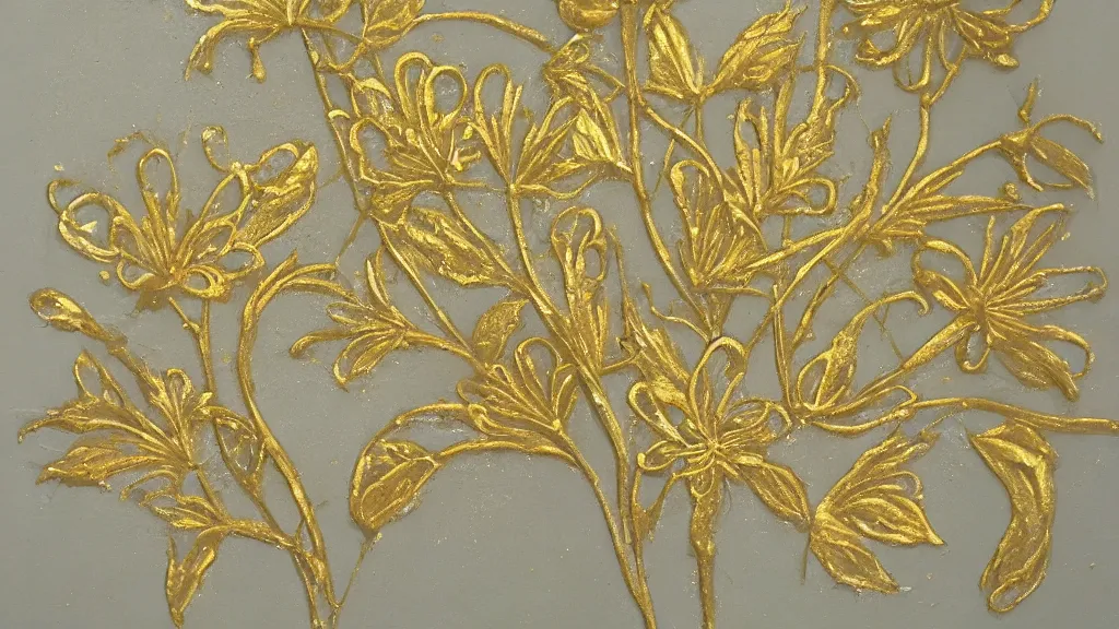 Prompt: gilding artwork of flowers