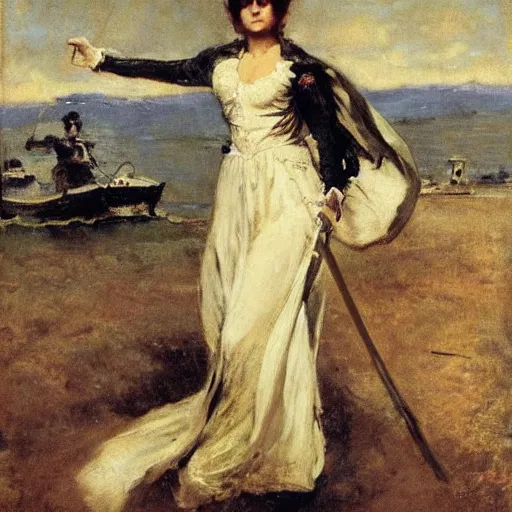 Image similar to action heroine by alfred stevens