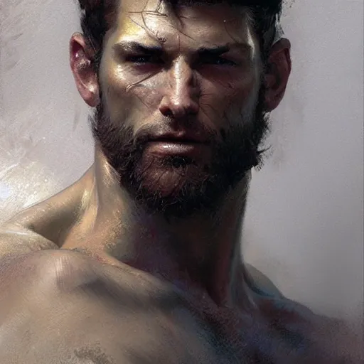 Prompt: Poor shepherd, 30 years old, playful, male, muscular, detailed face, thighs!!!! gorgeous, amazing, muscular, intricate, highly detailed, painting by Gaston Bussiere, Craig Mullins