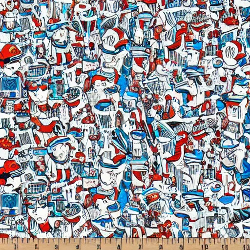 Image similar to where is waldo in the style of james jean