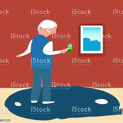 Image similar to a vector art illustration of an old man who is confused about the cost of living crisis