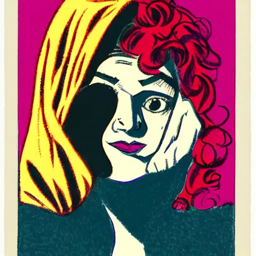 Prompt: a female character drawn by david mazzucchelli and marjane satrapi, cmyk portrait