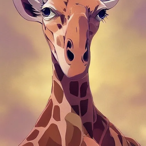 Image similar to a giraffe wearing a dress, illustration concept art anime key visual trending pixiv fanbox by wlop and greg rutkowski and makoto shinkai and studio ghibli and kyoto animation symmetrical facial features