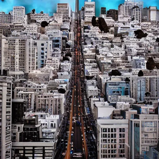 Image similar to san francisco downtown, extremely human detailed, photo hyper realistic, the best photograph of august, pinterest render, vogue render