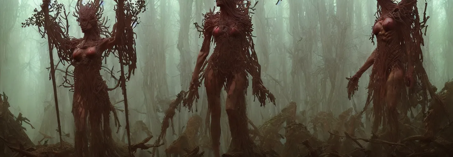 Image similar to Goddess of the forest, trending on Artstation, Greg Rutkowski, Wayne Barlowe