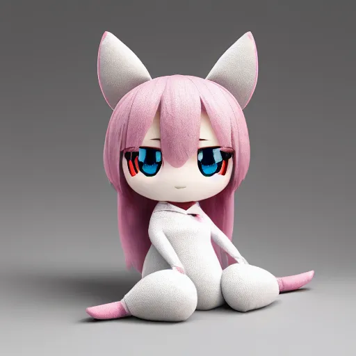 Prompt: cute fumo plush of a girl who has antennae like an insect that are sensitive to sound, outline glow lens flare, studio lighting, vray