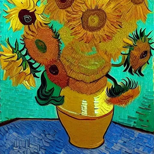 Image similar to sunflowers in the style of van gogh