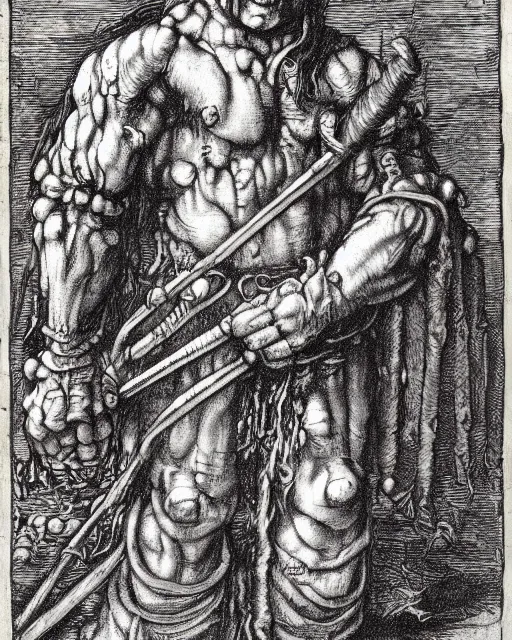 Prompt: orc, fine details, extremely detailed, black and white, very sharp, in the style of albrecht durer