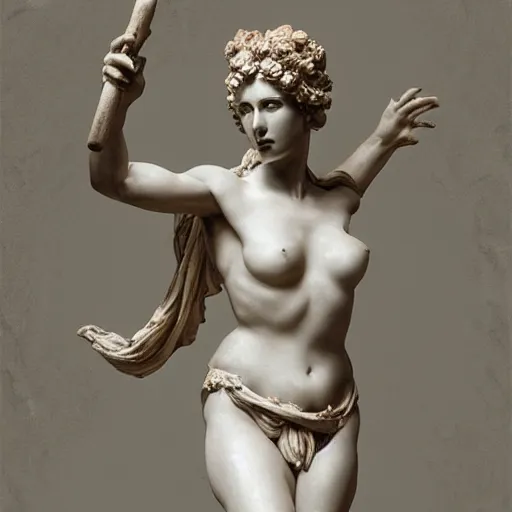 Image similar to sculpture of persephone, goddess of the underworld, made by michelangelo, art station, concept art