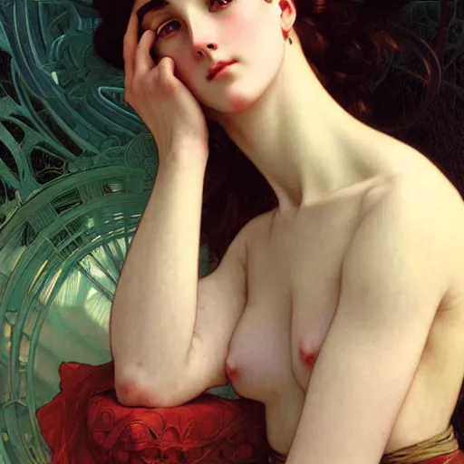 Image similar to a portrait of anguish, intricate, elegant, highly detailed, digital painting, smooth, sharp focus, illustration, art by artgerm and greg rutkowski and alphonse mucha and william - adolphe bouguereau