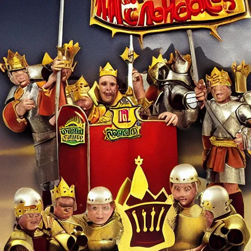 Prompt: king author and the knights of mcdonalds, highly detailed, high quality, high resolution