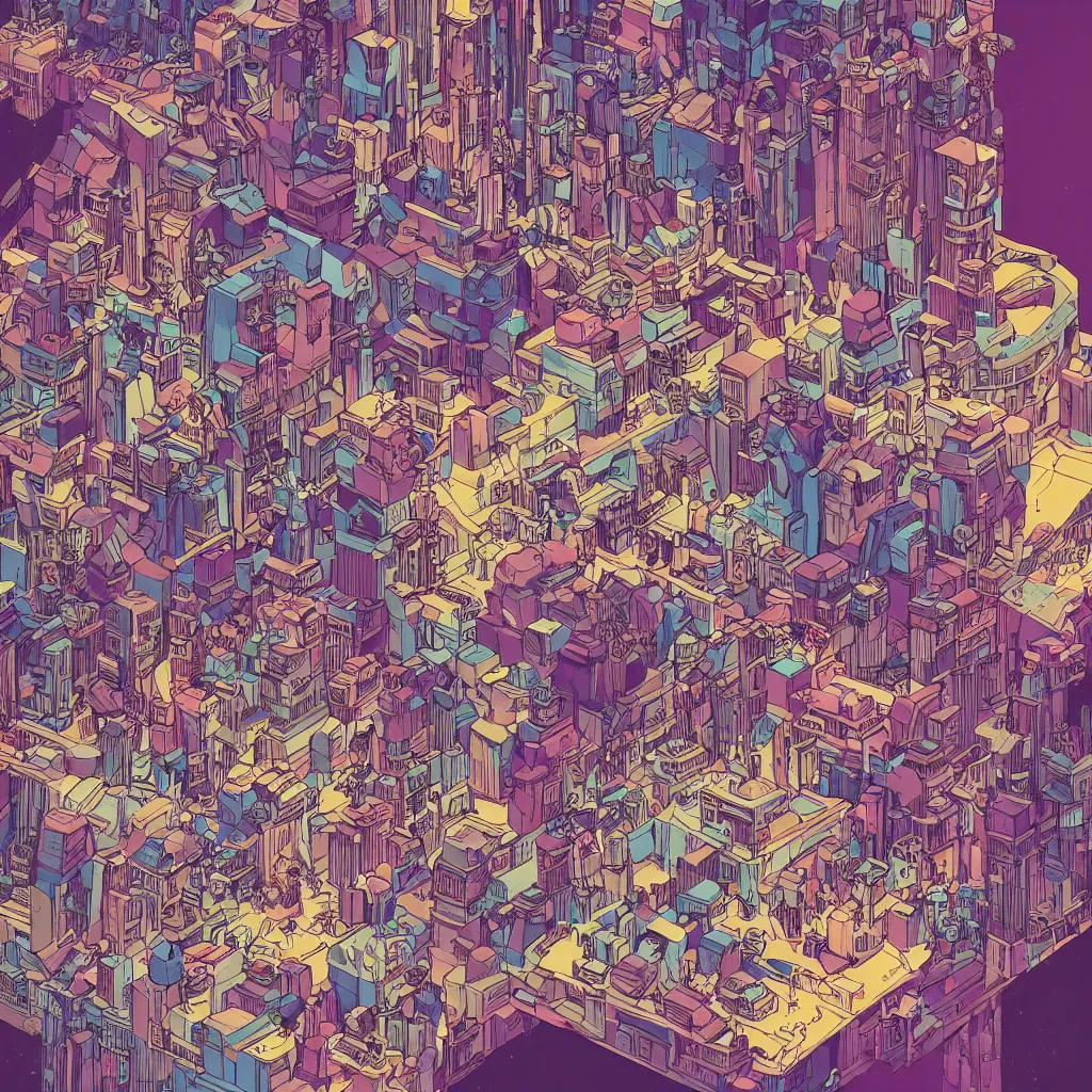 Prompt: Bismuth city wedding cake, high definition, graphic novel art, 4k, by Feng Zhu and Loish and Laurie Greasley, Victo Ngai, Andreas Rocha, John Harris