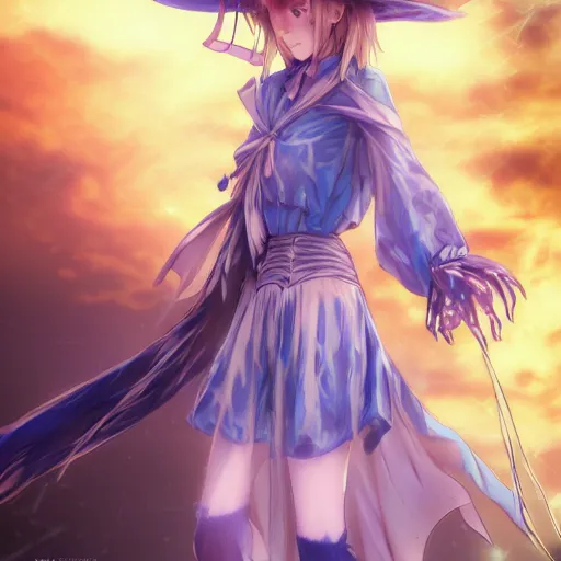 Image similar to portrait of the scarecrow of blue etheral, anime fantasy illustration by tomoyuki yamasaki, kyoto studio, madhouse, ufotable, comixwave films, trending on artstation