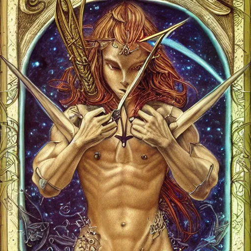 Image similar to detailed and sharp sagittarius artistic zodiac artwork, mystic style, detailed, 8 k, detailed, symmetrical, by brian froud