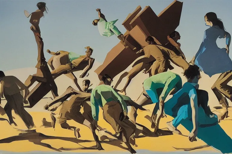 Image similar to artwork by neo rauch