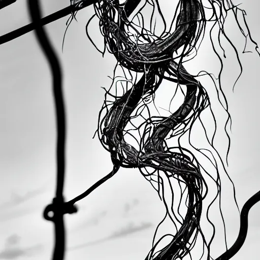 Image similar to tendrils of a climber vine, award winning black and white photography