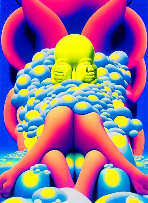 Prompt: sleep by shusei nagaoka, kaws, david rudnick, airbrush on canvas, pastell colours, cell shaded, 8 k