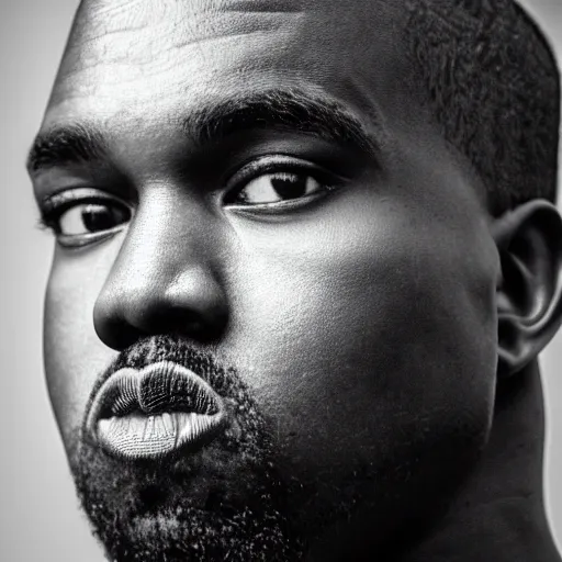Image similar to the face of young kanye west at 1 6 years old, portrait by julia cameron, chiaroscuro lighting, shallow depth of field, 8 0 mm, f 1. 8
