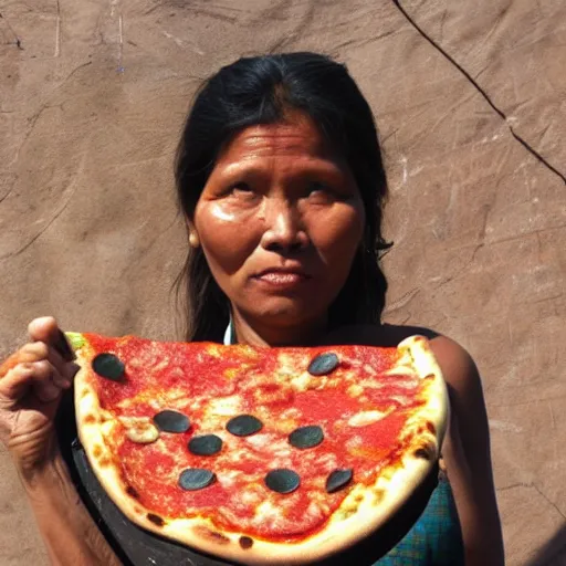 Prompt: naga woman with a magic pizza