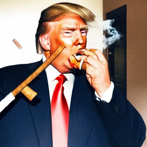 Image similar to a photo of donald trump smoking a cigarrette