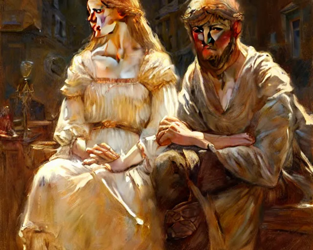 Image similar to dante and beatrice. highly detailed painting by gaston bussiere, craig mullins, j. c. leyendecker 8 k