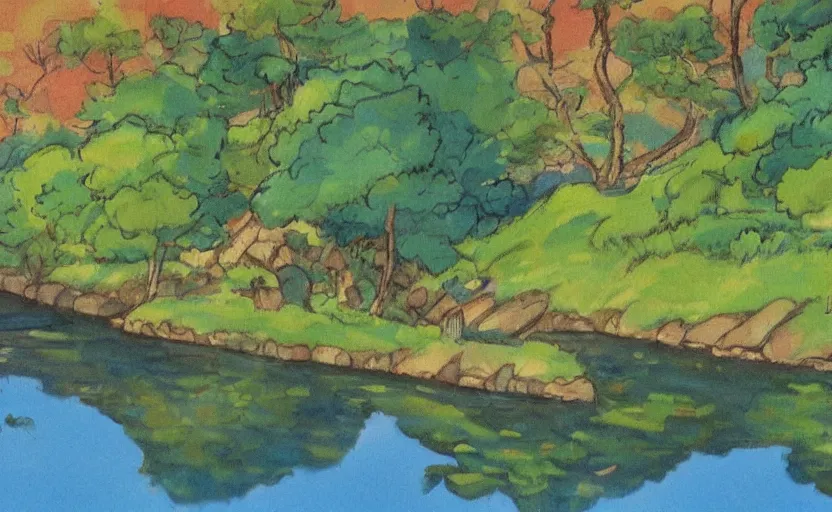 Prompt: a beautiful landscape painted by the best painters of the hudson river's school in the style of studio ghibli