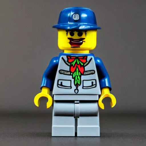 Prompt: image of a Lego minifigure from an electron microscope