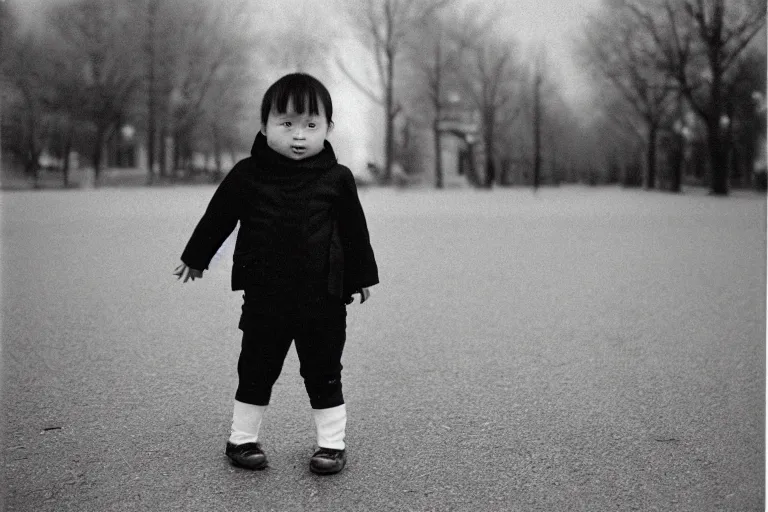 Image similar to a full body portrait of a Chinese-German girl, three years old, medium format camera