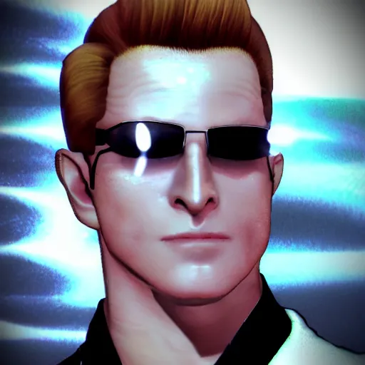 Image similar to albert wesker chewing bubble gum