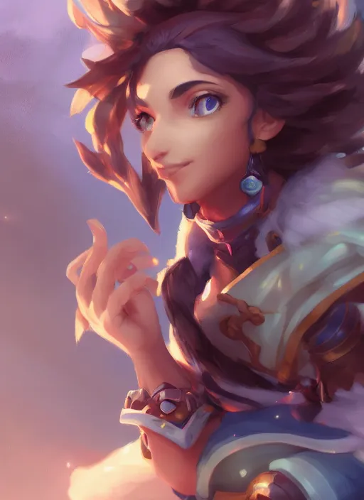 Prompt: playful taliyah, from league of legends, hyper detailed, digital art, trending in artstation, cinematic lighting, studio quality, smooth render, unreal engine 5 rendered, octane rendered, art style by klimt and nixeu and ian sprigger and wlop and krenz cushart