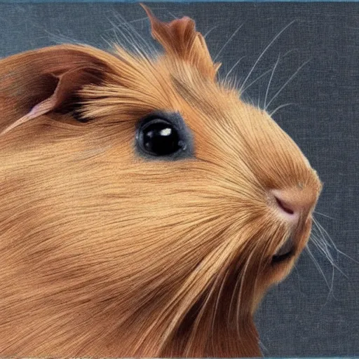 Image similar to grey abyssinian guinea pig portrait heroic angelic photo realistic