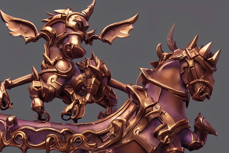 Prompt: 3d sculpt of an evil ironwork carousel horse, artstaton, League of Legends, overwatch, digital illustration