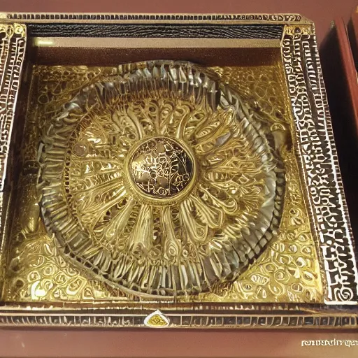 Image similar to the sega saturn bible ornamental intricate gilded with controllers