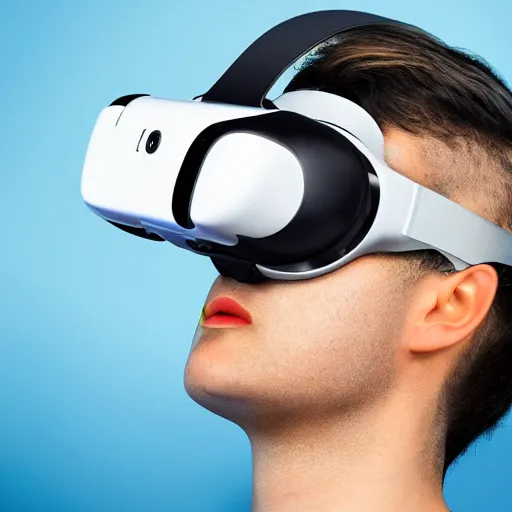 Image similar to a futuristic ergonomic virtual reality headset in the style of luigi colani, insanely integrate, 8 k, product photo, full shot, studiolight