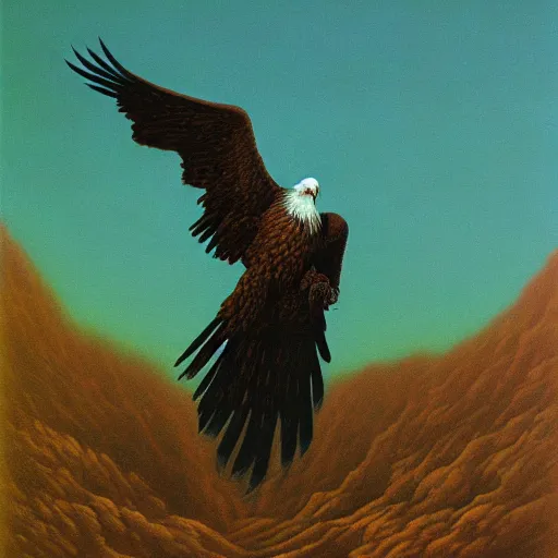 Prompt: eagle by Zdzisław Beksiński, oil on canvas