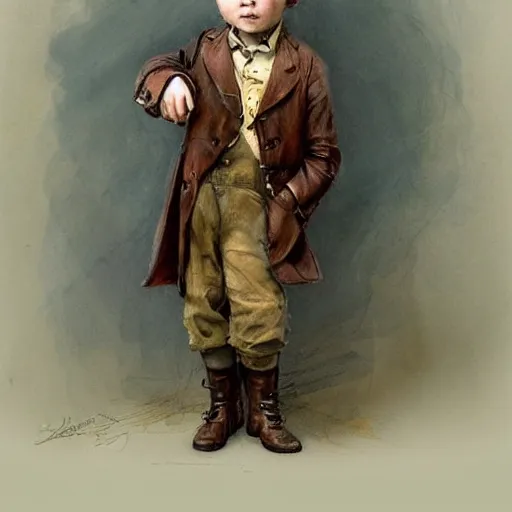 Image similar to ((color sketch)) by Jean-Baptiste Monge !!!!!!!!!!!!!!!!!!!!!!!!!!!!!!!!!!!!! (((((((((((((portrait of boy dressed as steampunk detective wearing leather gloves . muted colors.)))))))))))))