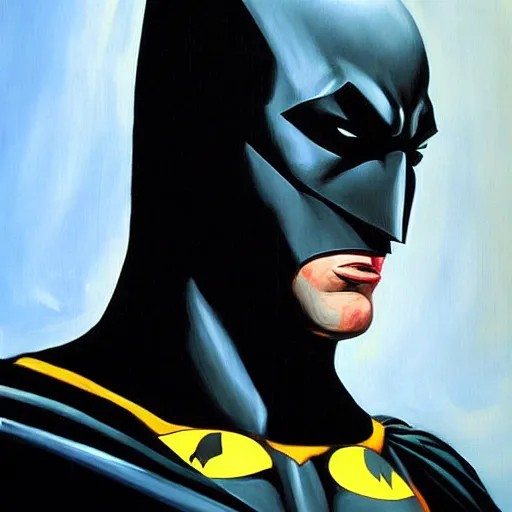 Image similar to Painting of a batman dark knight by Christopher Nolan oil painting