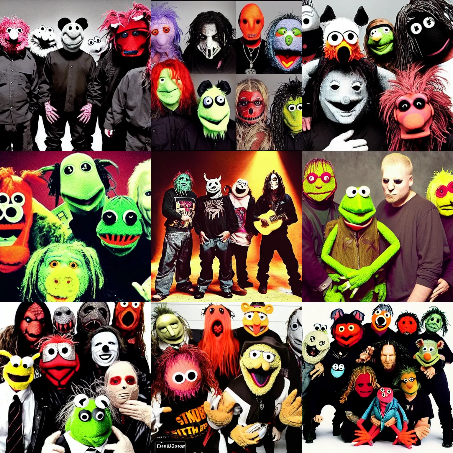 Prompt: Slipknot as muppets