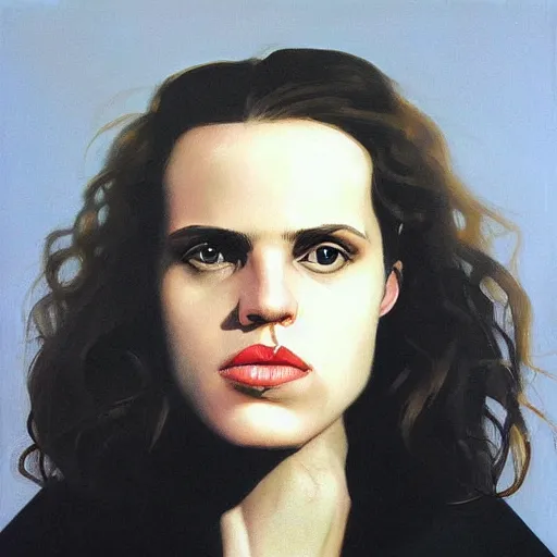 Prompt: Portrait of Anna Calvi by Gottfried Helnwein and Phil Hale