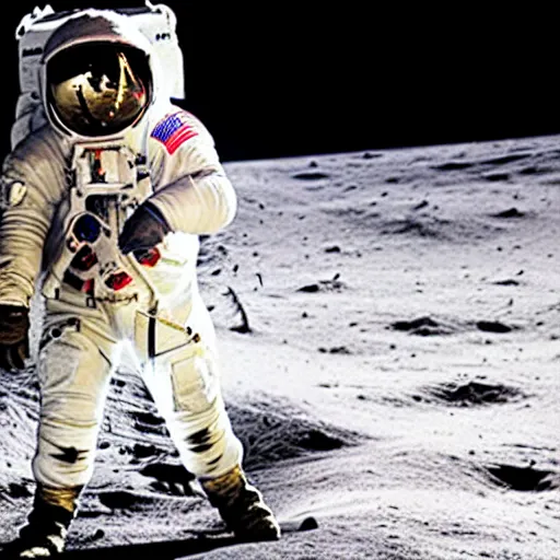 Image similar to an astronaut riding a horse with a unicorn on the moon, nasa image