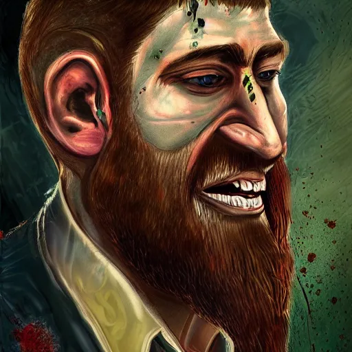 Image similar to ramzan kadyrov became bloody ugly lovecraftian degenerate abomination, photo - realistic, color image, 2 k, highly detailed, bodyhorror, occult art