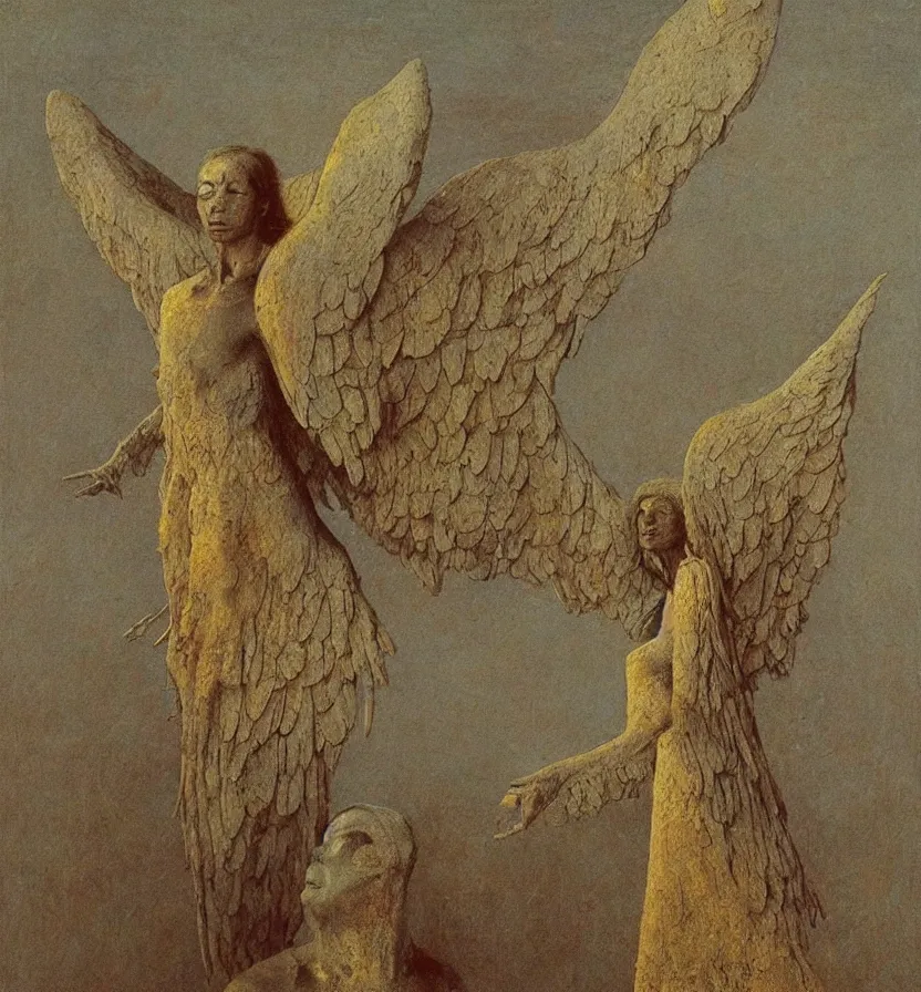 Prompt: Chiquito de la calzada with the wings of an angel, beksinski