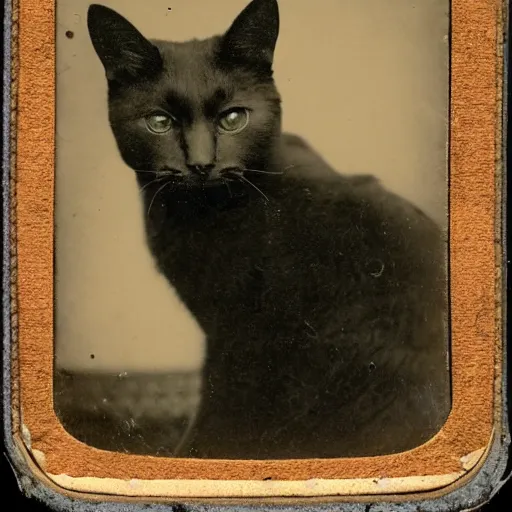 Image similar to tintype photo of a cat, 1 8 8 0 s